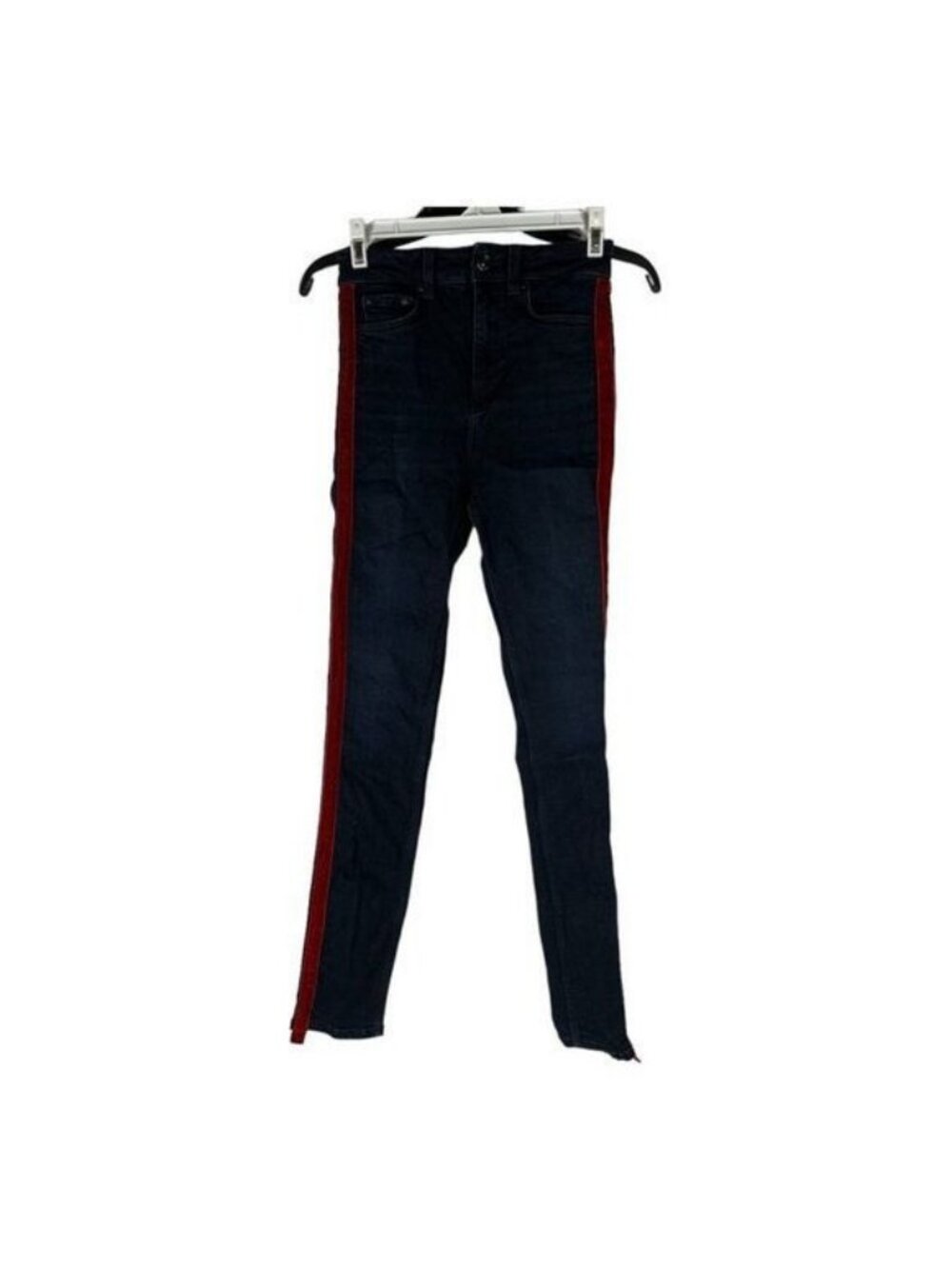 Zara Woman Premium Denim Collection Skinny Jeans Navy Stripe Detail Size 2